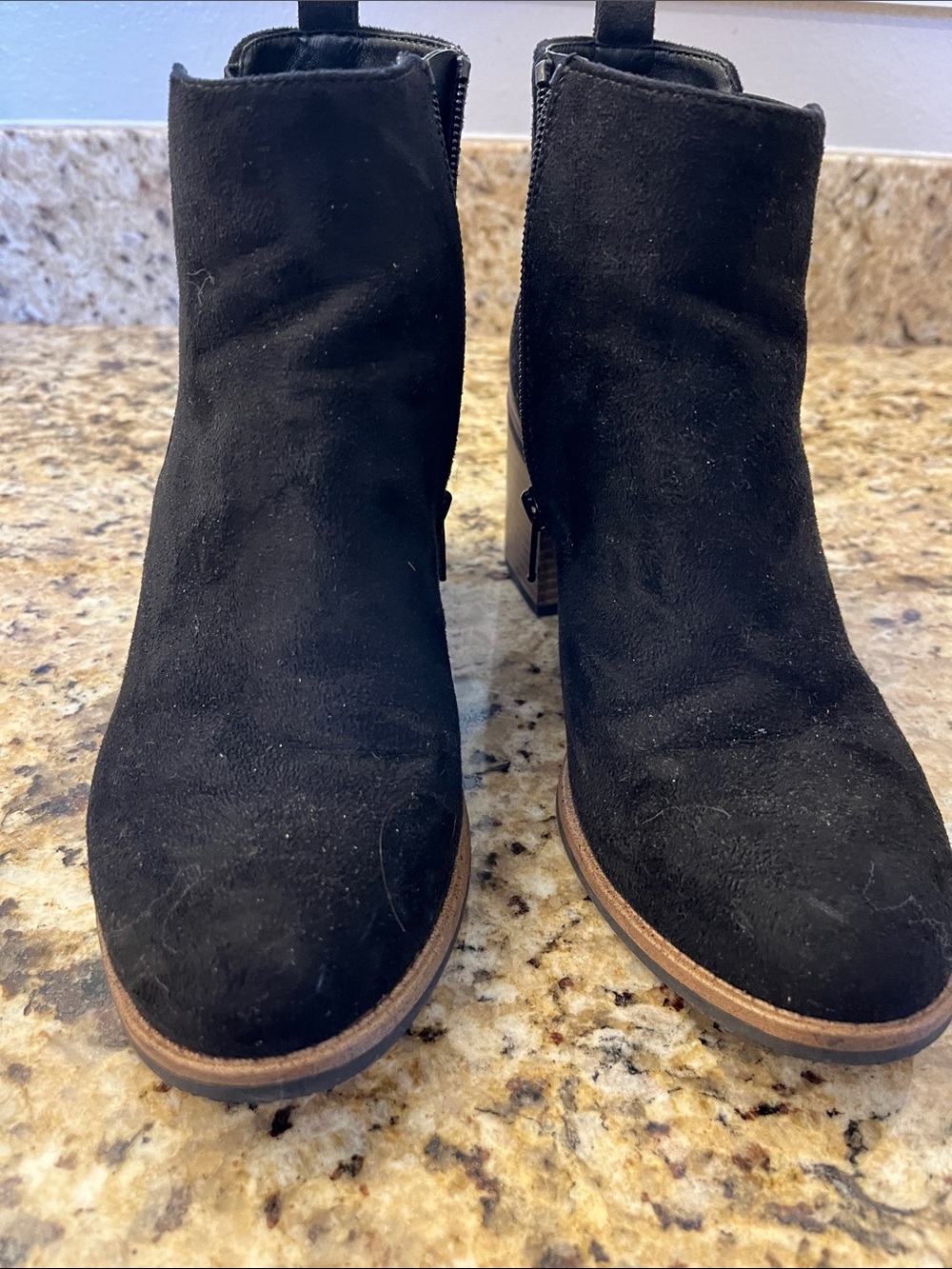 White Mountain Black Suede Ankle Booties